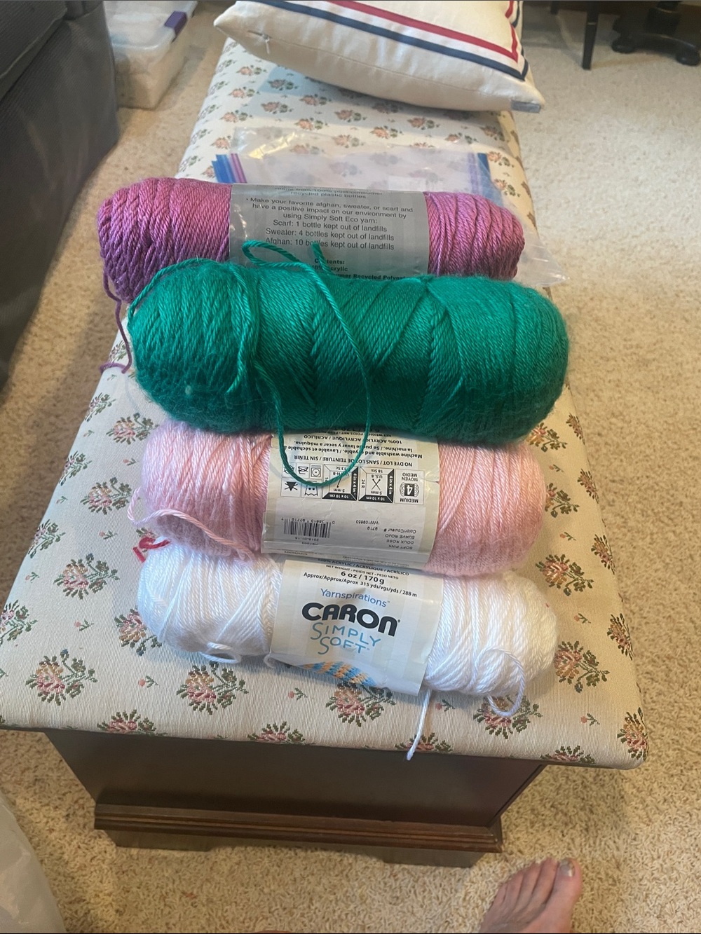 Yarn Pack - White, Light Pink, Teal, Purple